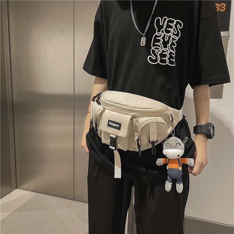 Locomotive Street Wind ins Neutral Canvas Breast Bag Japanese and Korean Casual One Shoulder Crossbody Fanny Bag