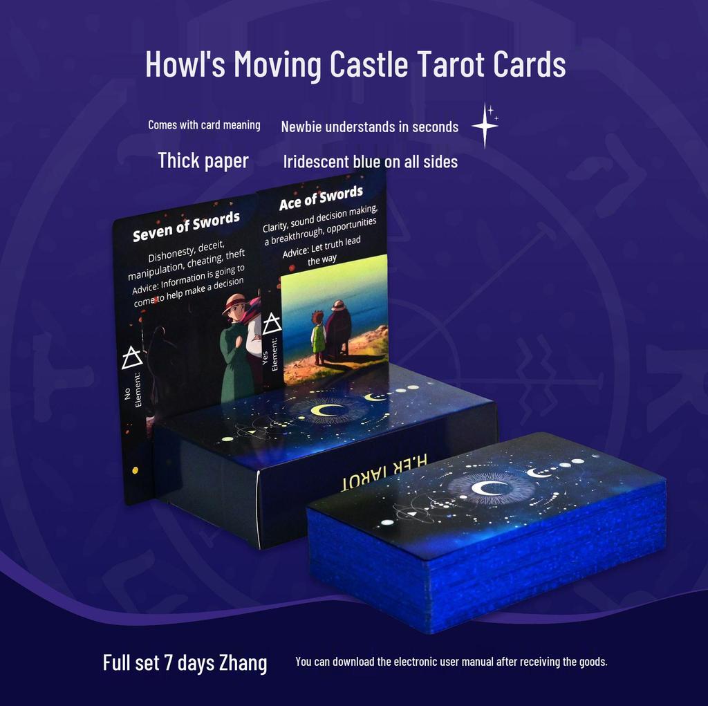 Waterproof Black PVC Tarot Cards - Colorful 78 Card Deck for Board Games