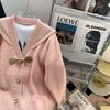 Navy Collar Retro Horn Buckle Cardigan Sweater Women's Autumn and Winter New Outer Wear Loose Lazy Wind Knitted Jacket