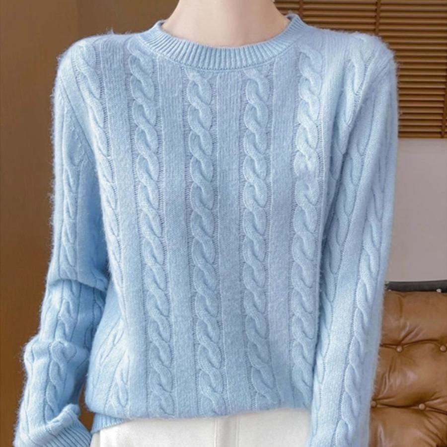 Γυναικείο Πουλόβερ 100% Καθαρού Μαλλιού, Στρογγυλή Λαιμόκοψη, Πυκνωμένο, Μαλακό Πουλόβερ - Ευέλικτη Μόδα για Φθινόπωρο και Χειμώνα