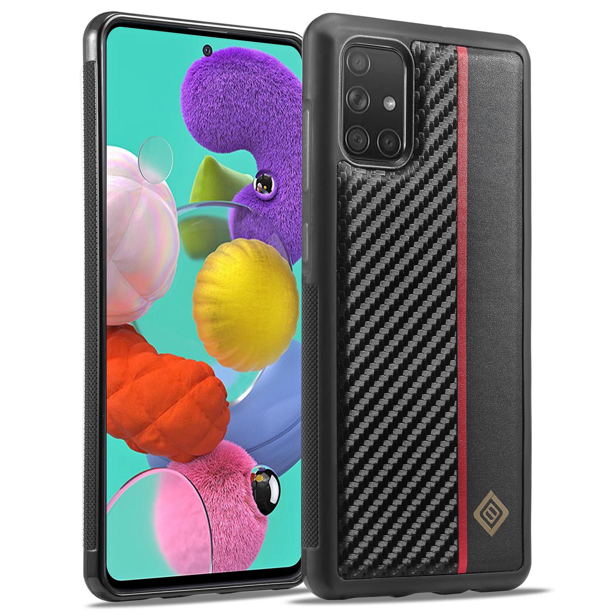 

LC.IMEEKE For Samsung Galaxy A51 4G SM-A515 Slim-Fit Phone Cover Carbon Fiber Texture PU Leather+TPU+EVA Shell A