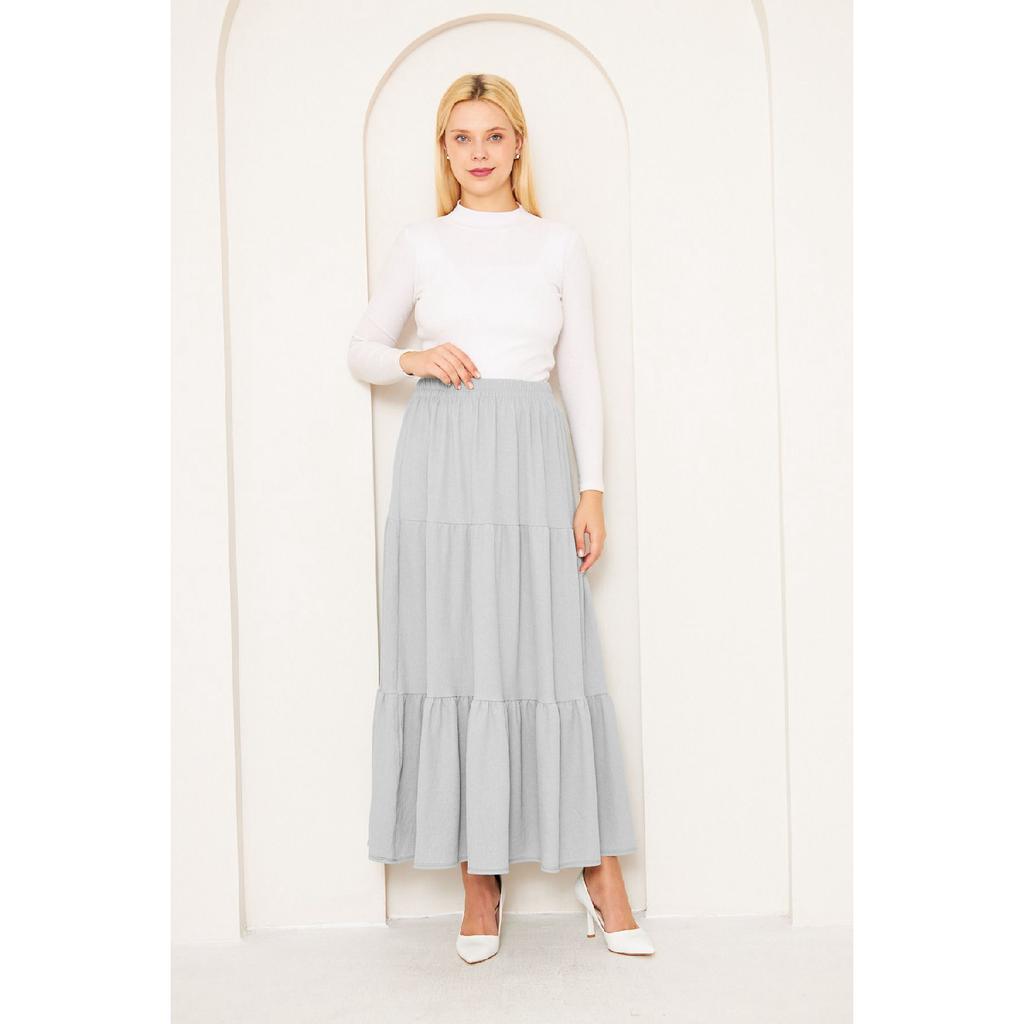 Layered Wrinkled Fabric Skirt, 3 Layer Skirt, Hijab Skirt, Long Skirt, Mother Gift, Lover Gift