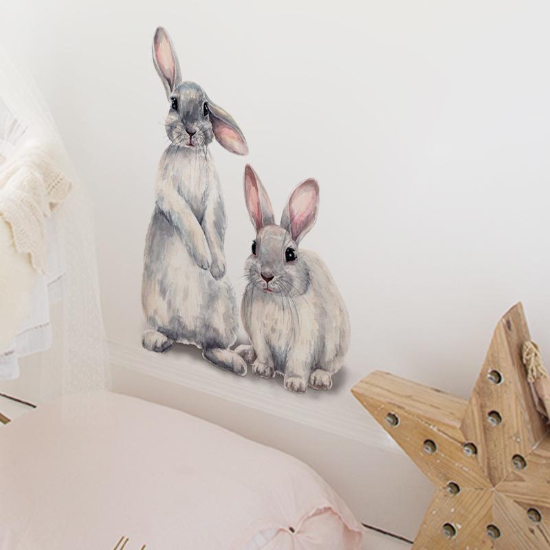Fanxiong FX-F01 Cute Rabbits Wall Stickers for Children's Room - Removable Home Decoration
