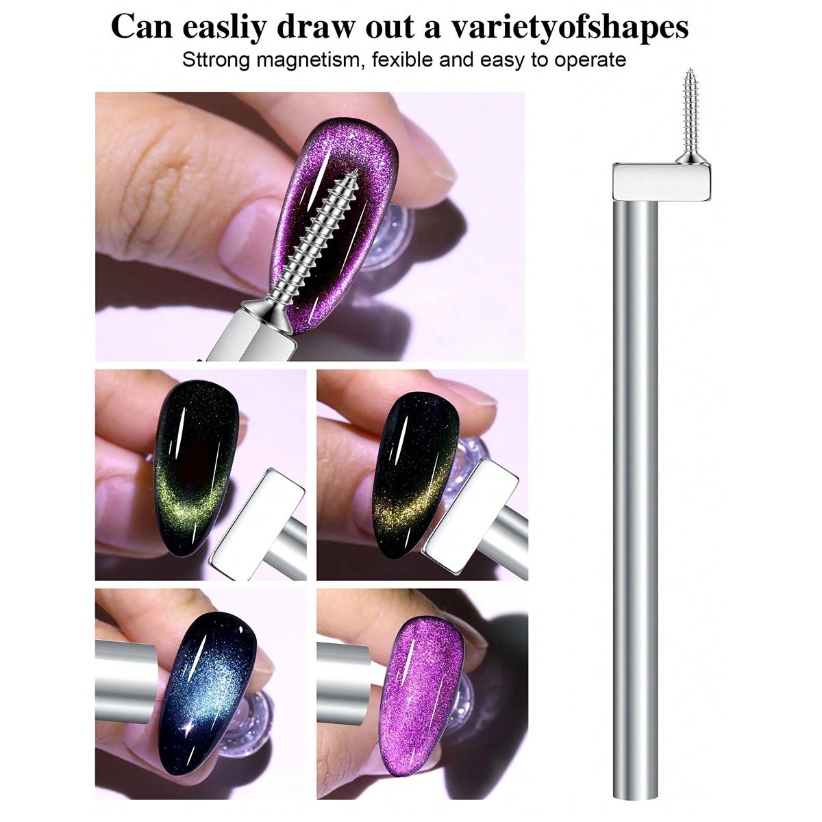 

Набор магнитов для нейл-арта из 3 штук Персонализированные магниты для геля «кошачий глаз» Включает сильные магнитные стержни Квадратные магниты Винты для эффекта апертуры