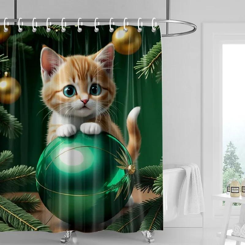 

Home Decoration Shower Curtains For Bathroom Waterproof Curtain Fabric Modern Nordic Style Living Room Merry Christmas Winter W60H190(CM)-1 Pcs