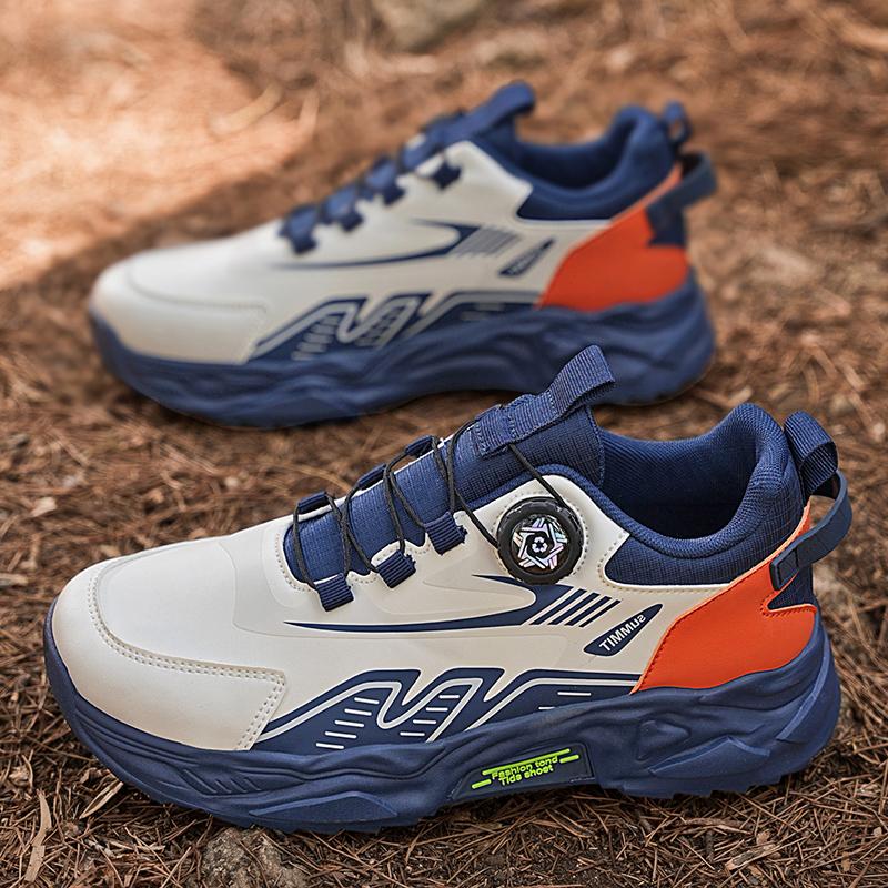 Men's Korean casual sports shoes four season soft sole rotating shoelaces running shoes breathable walking shoe student sneakers