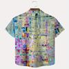 Camisa de Manga Corta para Hombre con Estampado Abstracto Degradado Vibrante y Botones, Fibra de Poliéster Ropa Casual para Vacaciones de Verano