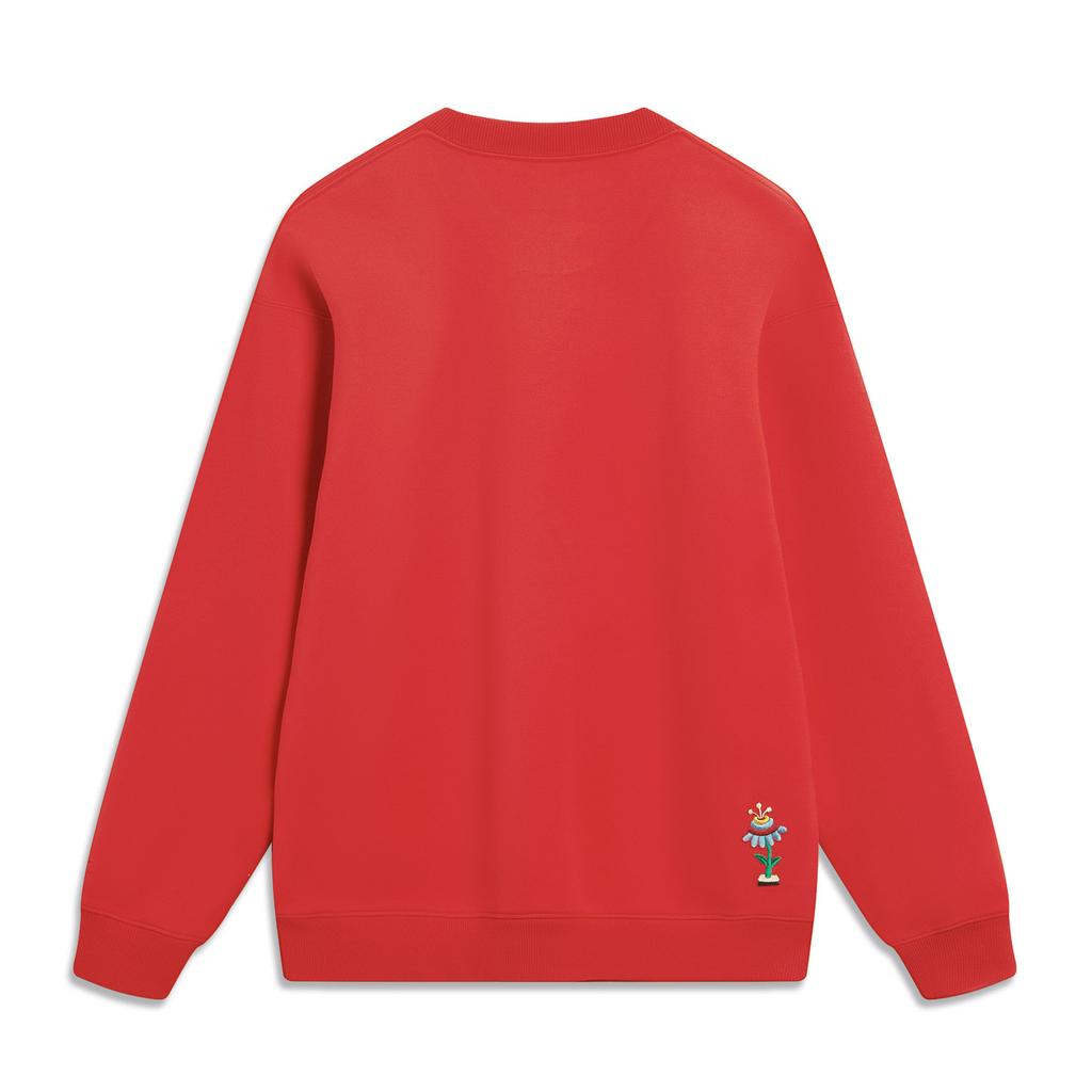 Li Ning Daily Prosperity Series New Year Edition Zodiac Cultural Round Neck Pullover Casual Long Sleeve Sweatshirt Unisex Sweatshirt AWDU051-6