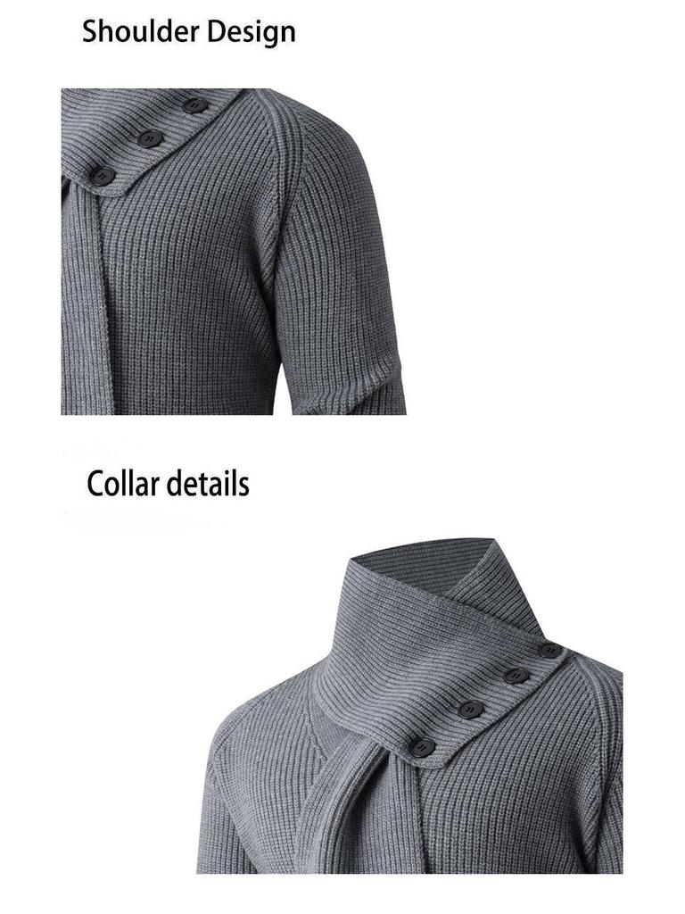 Men's Knit Sweater Neck Gaiter with Buttons, Loose Style for Autumn/Winter