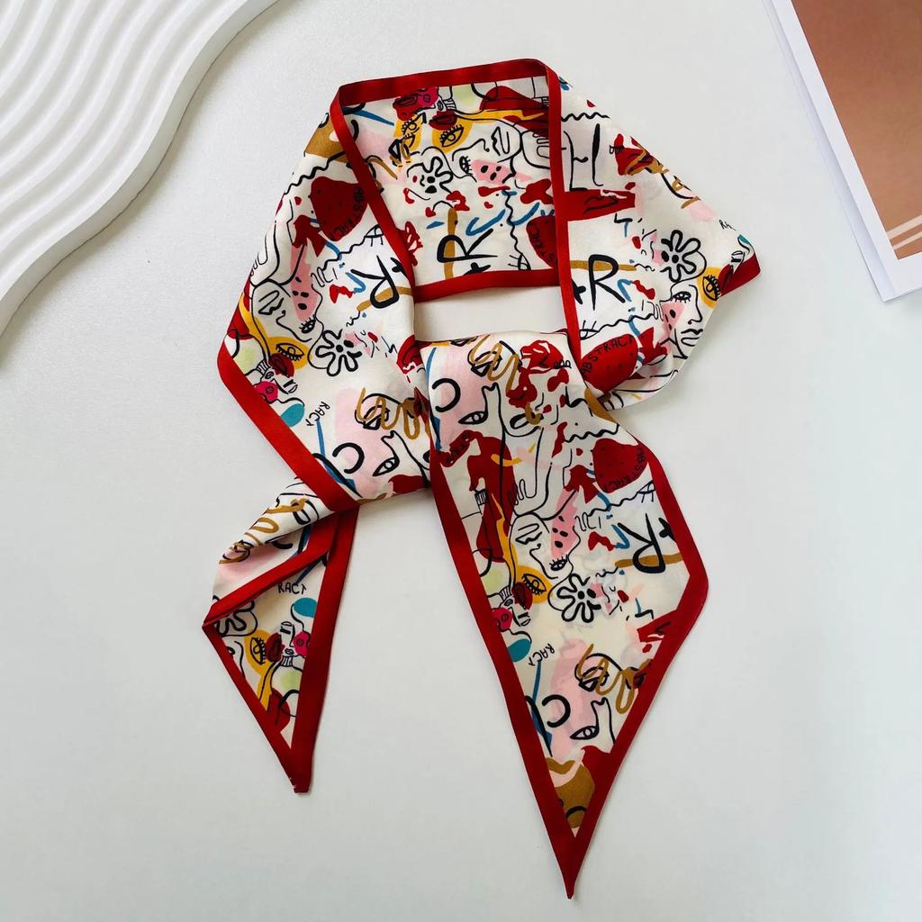 s Women Scarf lady Wraps Elegant Floral Dot Spring Summer silk scarves square Head Neck Hair Tie Band Neckerchief skinny