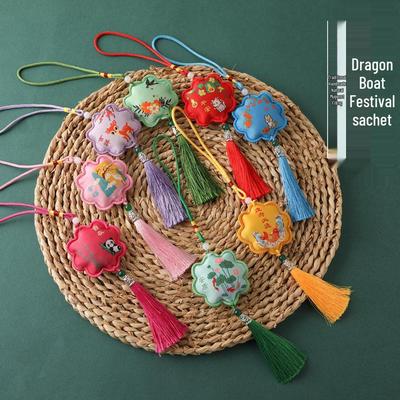 Dragon Boat Festival Auspicious Talisman Pendant with Tassels: Portable Car Hanging Ornament Souvenir