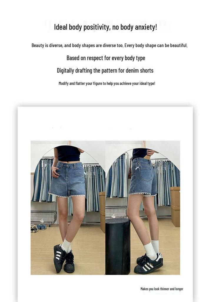 Damen Übergröße Hohe Taille Spitze Besatz Jeansshorts - Schlankmachende A-Linie Weiter Bein Sommer Heißhosen