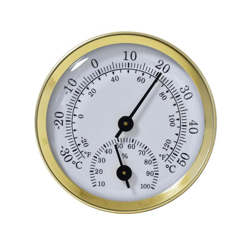 Mini Analog Hygrometer Thermometer Aluminum Alloy Case Plastic Base Lens