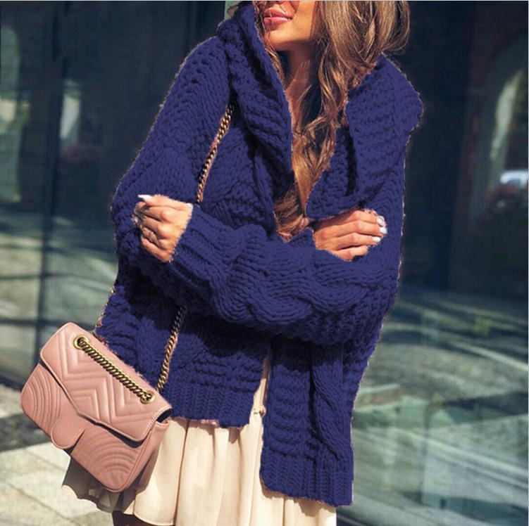 2025 Autumn/Winter Bestseller Women's Solid Color Chunky Cable Knit Cardigan Sweater - European and American Style
