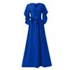 Women's Casual Color Irregular Flared Sleeves Loose V Neck Long Dress
