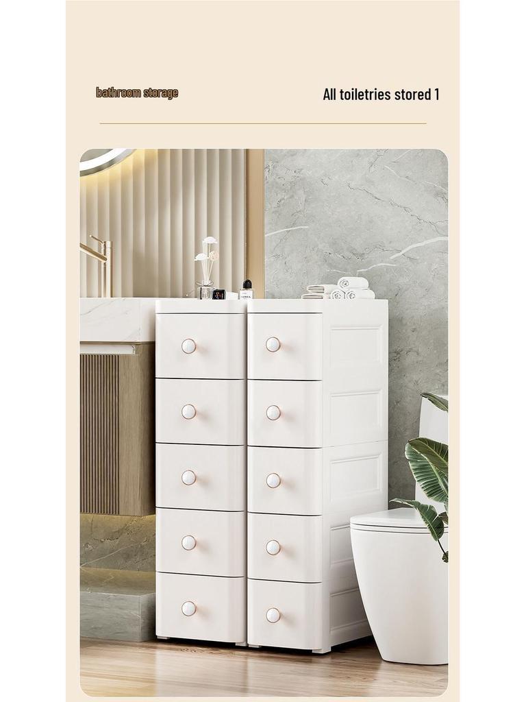 Slim Plastic Multi-Layer Storage Cabinet with Drawers for Kitchen and Bathroom