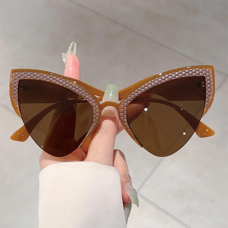Oversized Cat Eye Sunglasses Women Stylish Butterfly Shaped Gradient Shades Ins Trendy Luxury Brand Design Sun Glasses