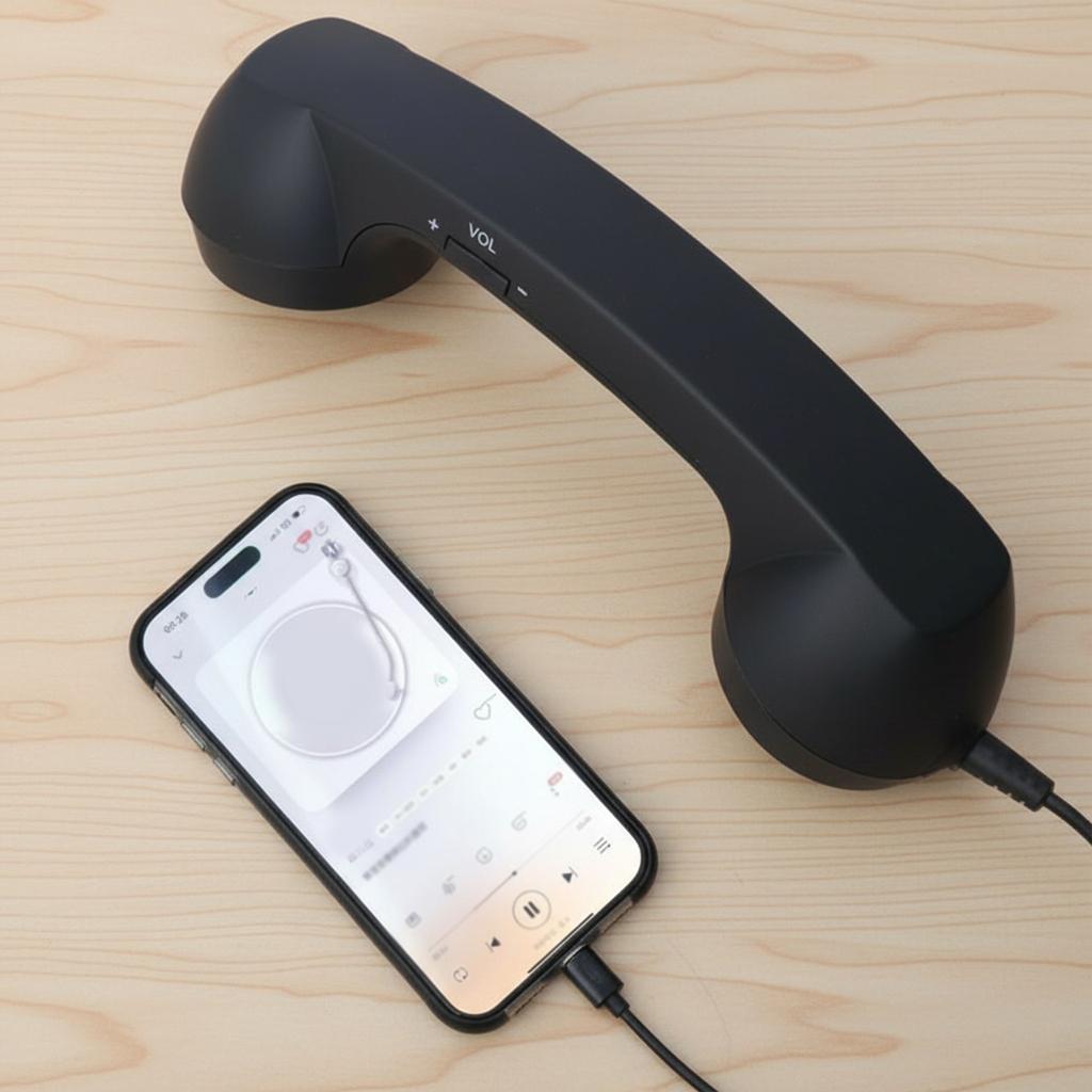 Retro Cell Phone Receiver Mic Microphone Speaker with USB-C Interface Cell Phone Handset for Cell/Mobile