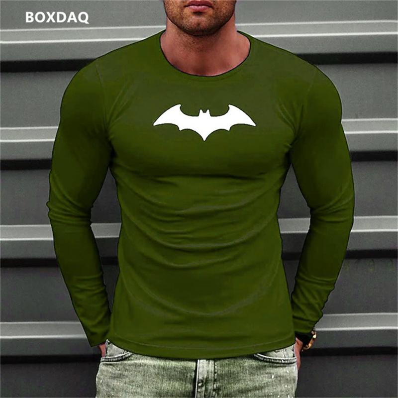Bat Graphic 3D Printed Men's T-shirts Long Sleeve Street Style Hip Hop T-shirts Plus Size Loose Casual Sporty Tops Clothing