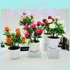 Artificial Seven Rose Desktop Plant With Miniature Greenery For Wedding Decor