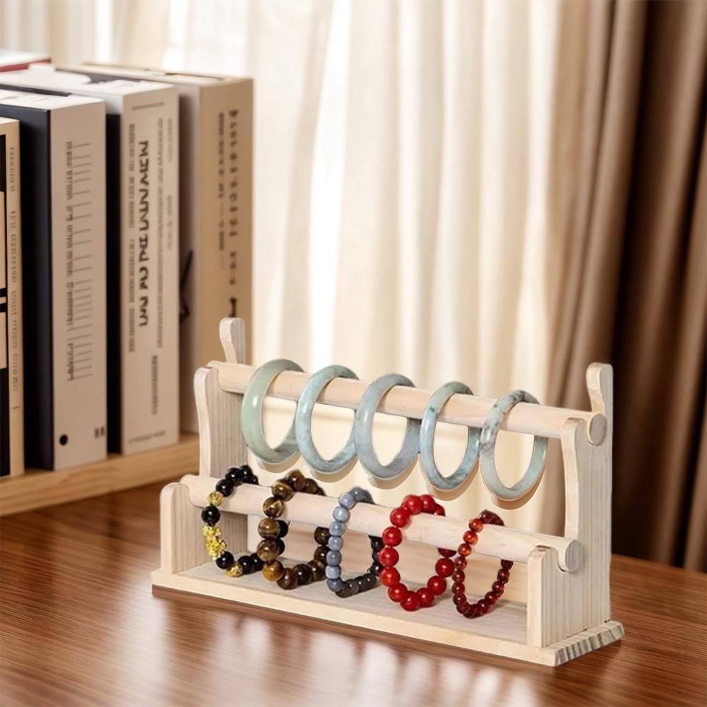 Wood Bracelet Display Stand Multi Layer Bangle Scrunchie Organizer Multi-Function Jewelry Organizer for Watch Bracelet Scrunchie