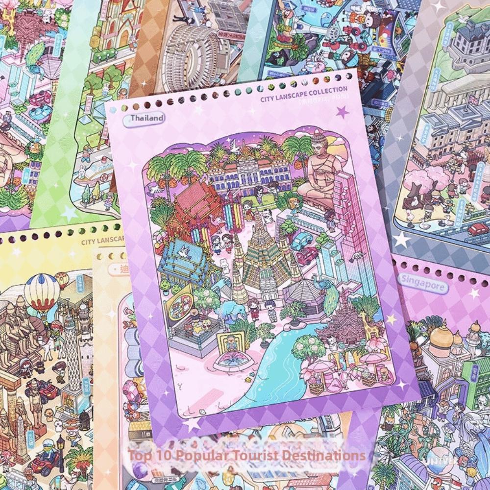 Famous Cityscape Mini Scene Stickers Travel Theme DIY Journal Stickers Collage Stickers Kids Craft
