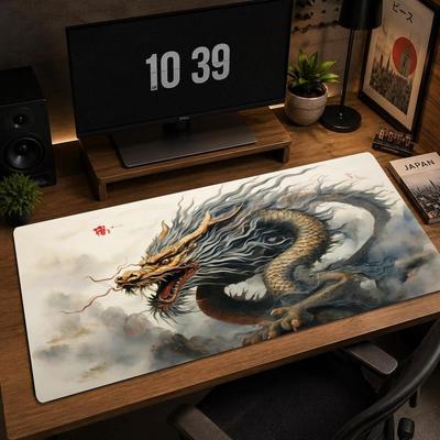 XXL Large Gaming Mouse Pad Chinese Ancient Dragon Deskmat Non‑Slip Rubber Mousepads Overlock Keyboard Mat Game Table Mats Gamer