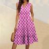Women's Summer V-Neck Casual Pleated Ruffle Vintage Sleeveless Dresses