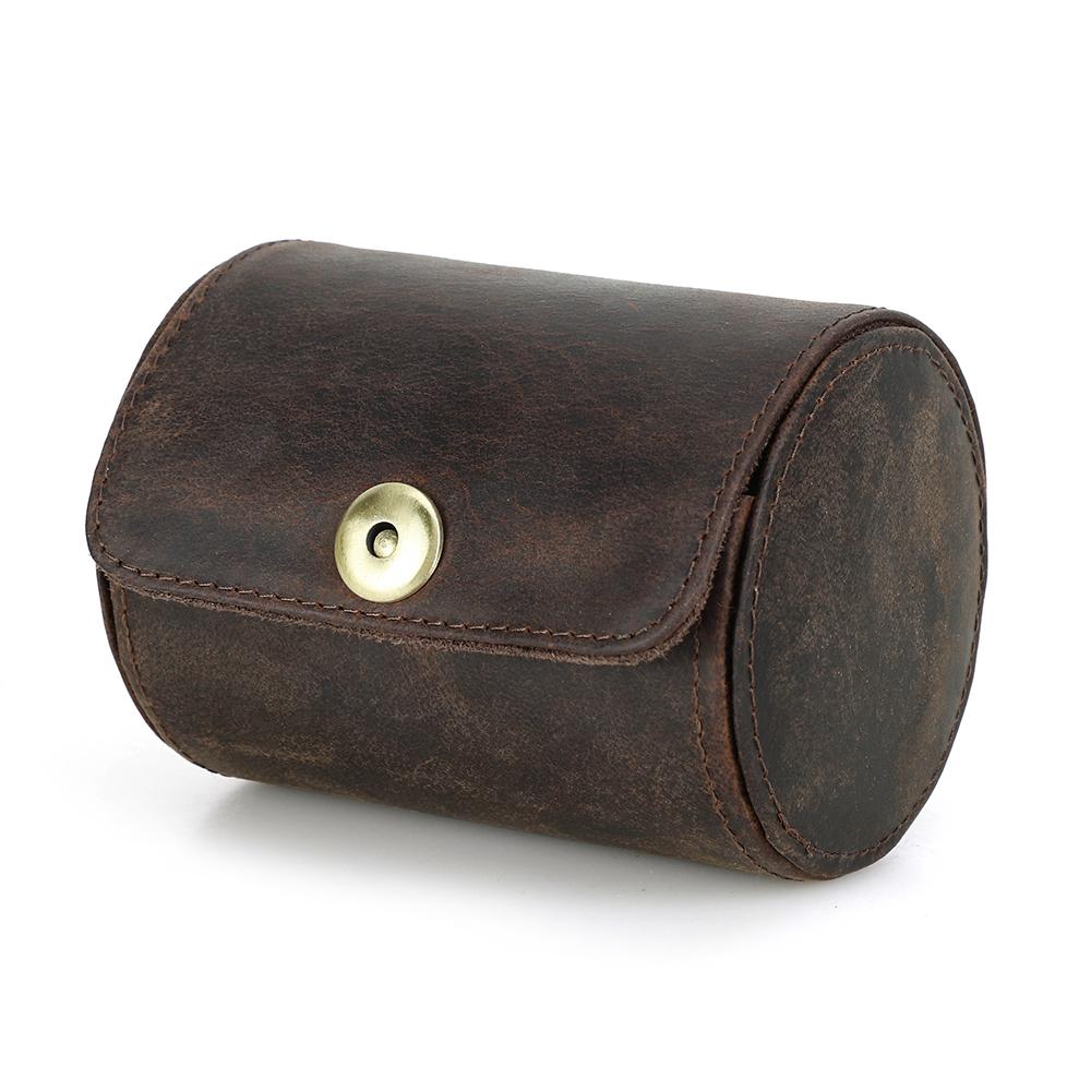 CONTACT S FAMILY Genuine Leather Tie Organizer Storage Box Travel Tie Case Holder For Men Suitcase Storage