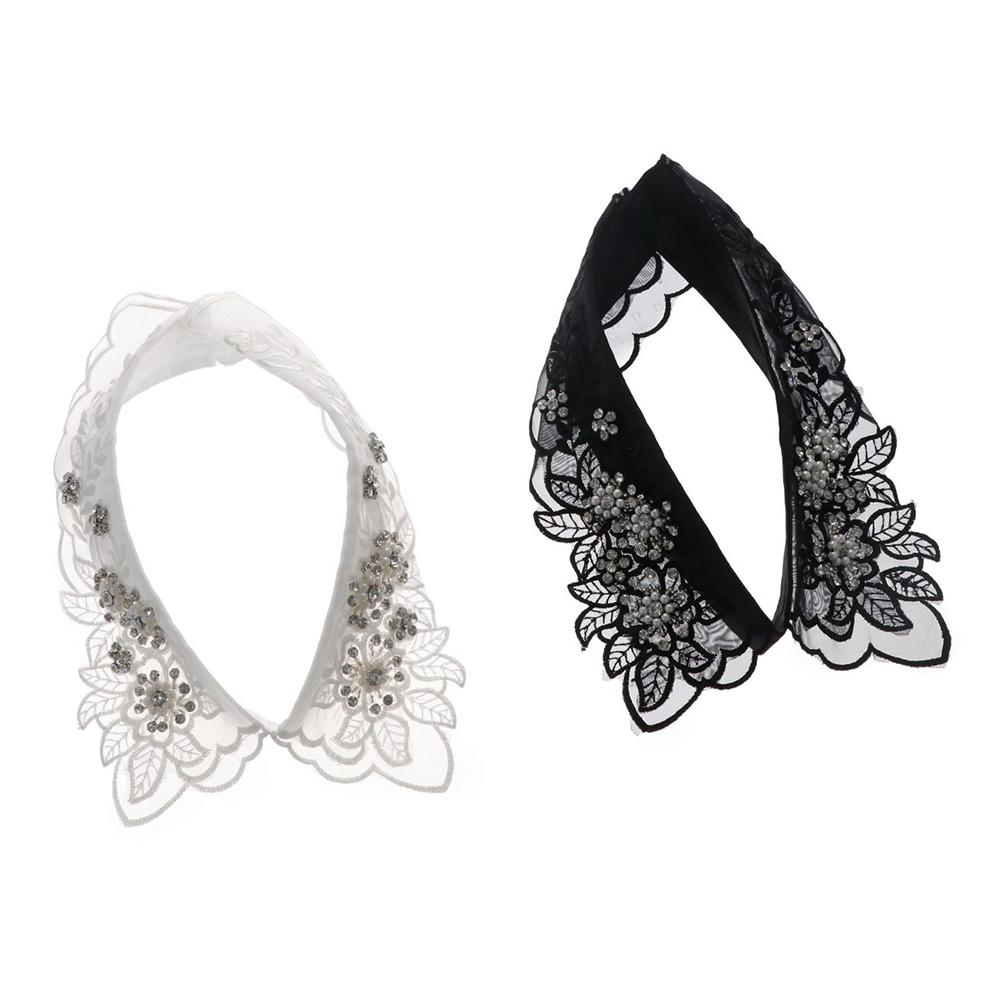 Party Women Leaves Hollow Flower Rhinestone Lace Shirts Collars Fake Collar Fake Neckline