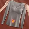 Women's Velvet Underwear with Chest Pad Autumn Winter Base Shirt Long Sleeve Thermal Underwear