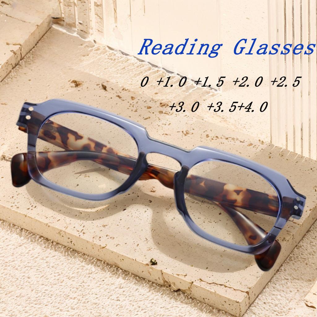 Advanced Texture Art Large Frame Men's and Women's Reading Eyewear Imitation Plate Spring Leg Anti Blue Light Presbyopia Eyewear