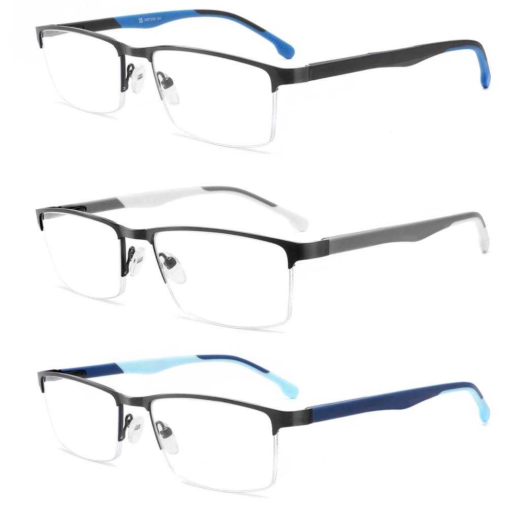 MODFANS 3-Pack Men Blue light blocking Reading Glasses Lightweight Metal Frame Computcer Readers HD Lens Presbyopia Eyewear