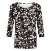 Women's Fashion Casual Three-quarter Sleeve Floral Print  Neck Top