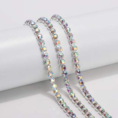 100cm, AB-Farbe dichte Strass-Krallenkette, DIY Strass-Materialset, Nähen von Kleidung, Schuhen, Stiefeln, lose Strass-Accessoires, Kettengliederkette