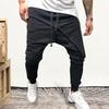 Men Harem Pants Solid Color Ankle Tied Streetwear Hip Hop Double Layer Running Baggy Pants for Jogging