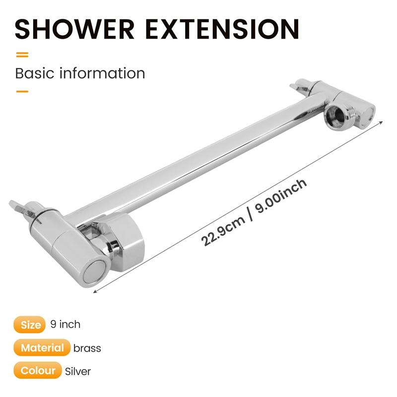 A96I-Shower Arm Extension, Arm Extender,Adjustable Height Shower Head Arm,Brass Shower Head Extension Arm,High Polished Chrome F