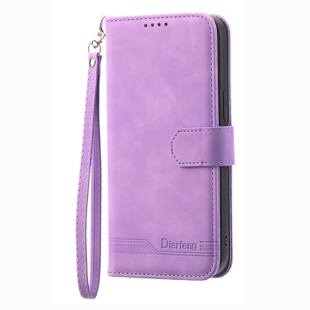 DIERFENG DF-03 For Xiaomi Redmi Note 14 4G (164.84mm) Case Lines Imprint Wallet Leather Phone Cover