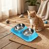 Oblique Mouth Stainless Steel Pet Bowl Anti-Overturning Double Pet Bowl  Puppy Feeding