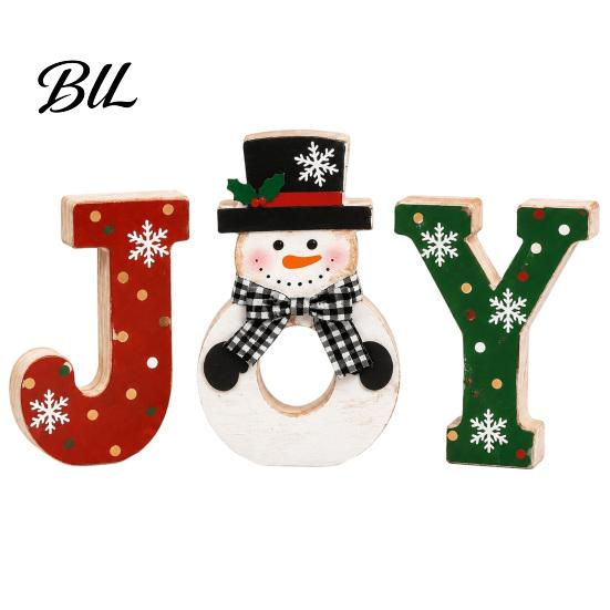 Winter Holiday Party Supplies Wooden Christmas Tiered Tray Decor, Santa Reindeer Snowman Figurines Small Tabletop Decor for Decorations And