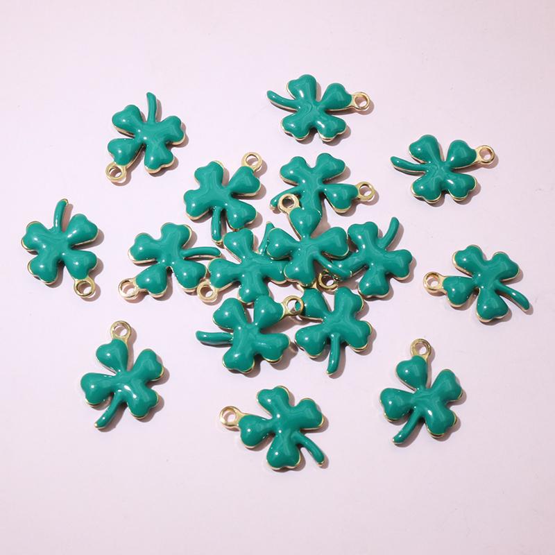 20pcs 13x10mm Stainless Steel Enamel Clover Flower Charms Pendant Stainless Steel DIY Jewelry Making Accessories Findings