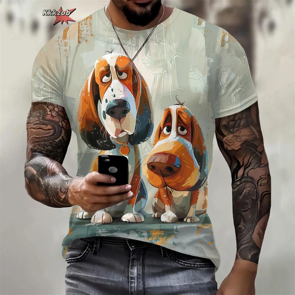 Summer Funny Dog Pattern 3D Print Men s T Shirt Casual O-Neck Loose Short Sleeve Fashion Trend Men Clothing Oversized T-Shirt 5XL