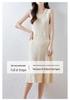 Autumn/Winter U-neck Waist-cinching Sleeveless 100% Pure Wool Vest Dress - Elegant, Fashionable, Slimming, Solid Color.