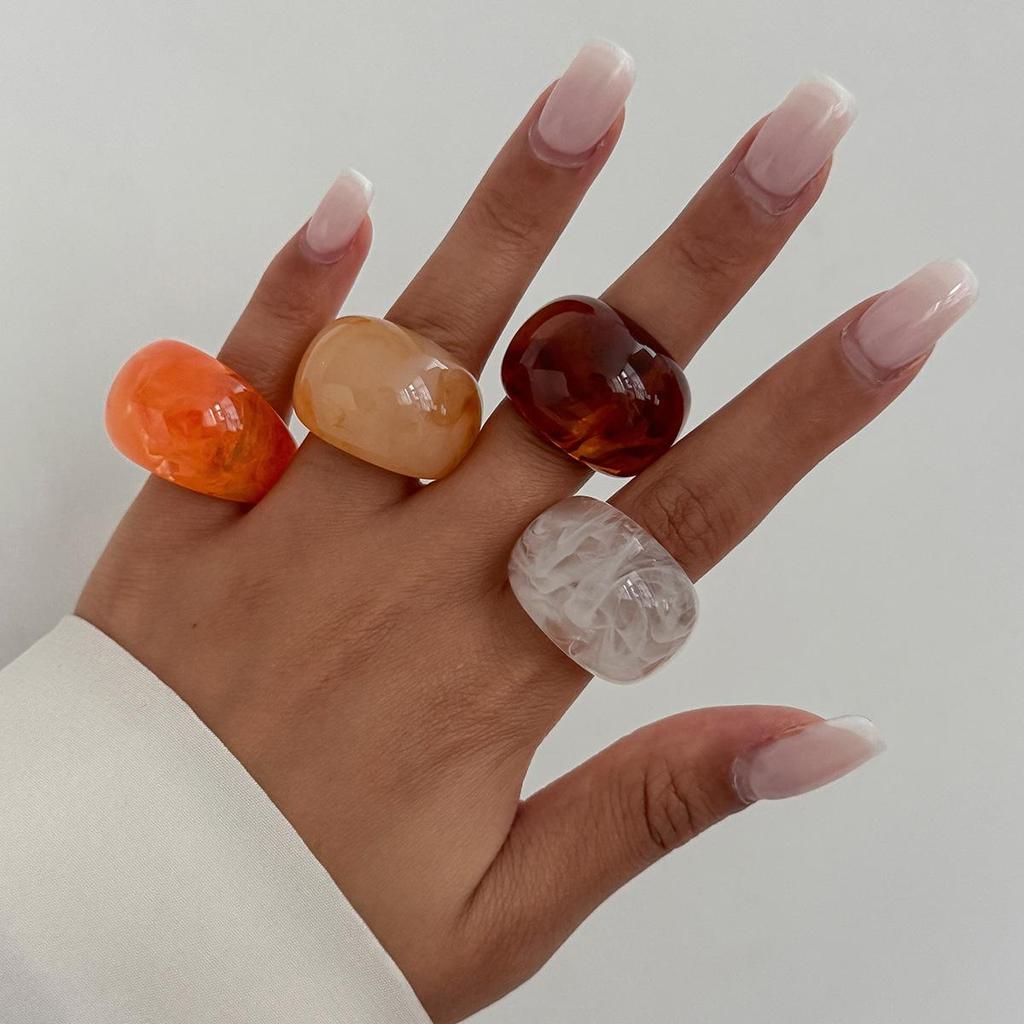 Y2K Színes Átmenetes Átlátszó Műgyanta Gyűrű Vízcsepp Vintage Temperamentum Sima Akril Ujjgyűrű Báj Aestetics Ékszer