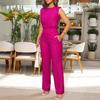 Ärmelloser Jumpsuit für Damen mit Knopfleisten-Taillendetail, Lässiger Romper in mehreren Farben