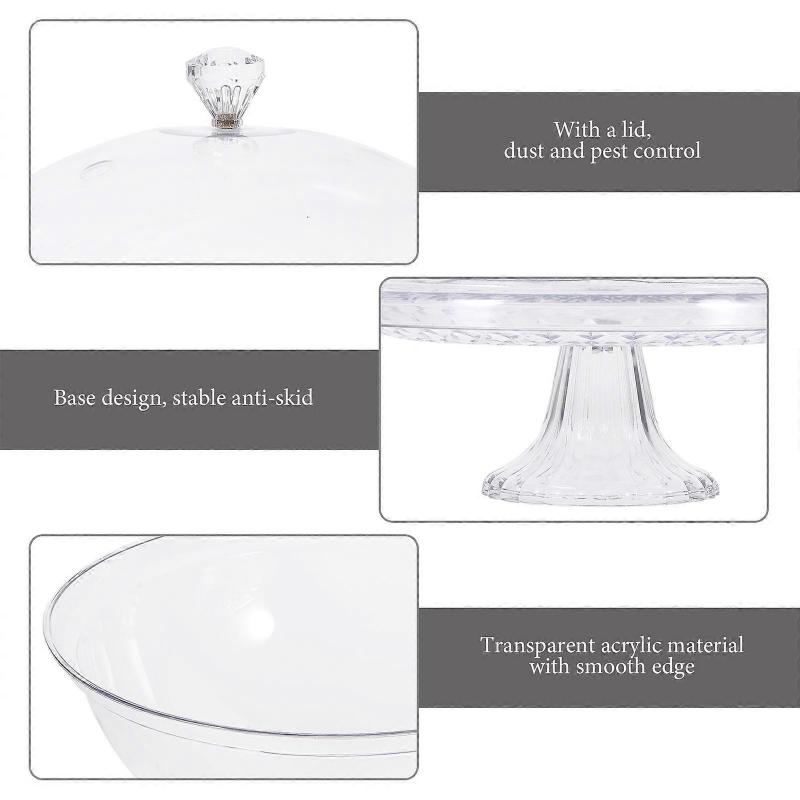 Covered Dessert Tray 1 Set Acrylic Cake Storage Supply For Household Users Dust-proof