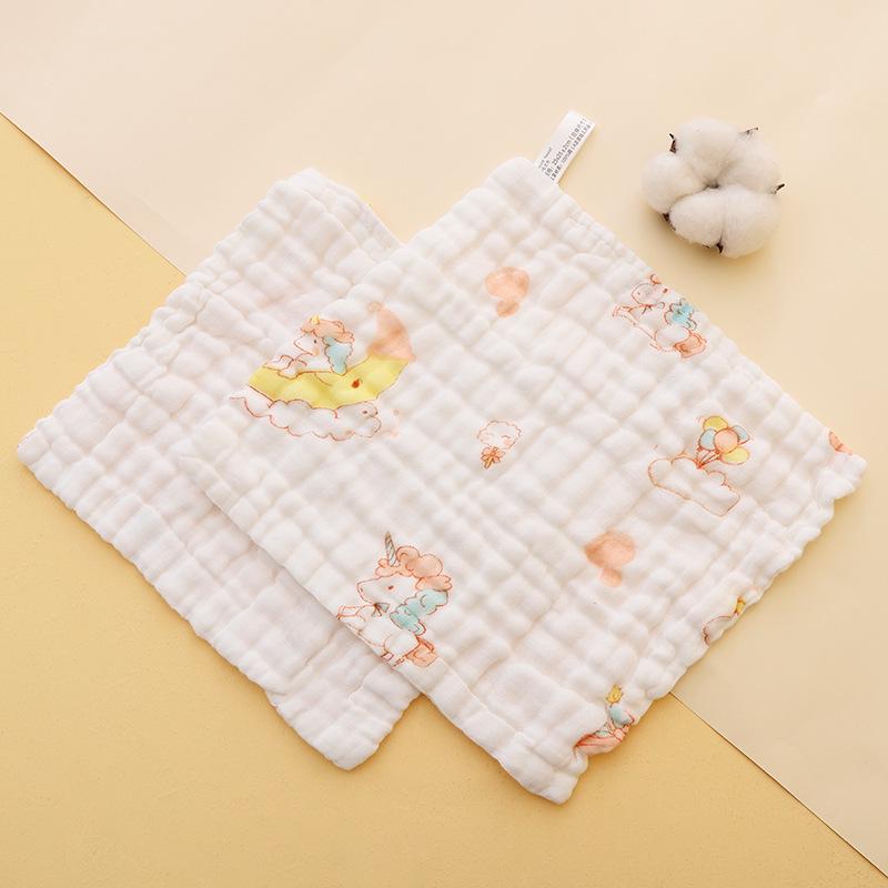 High-Density Pure Cotton Baby and Toddler Towel Set: Cartoon Drool Bib & Thin Hand Towel