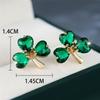 Small Green Zircon Love Hear Stone Tree Leaf Stud Earrings For Women Gold Color Wedding Jewelry Bridal Engagement Gifts