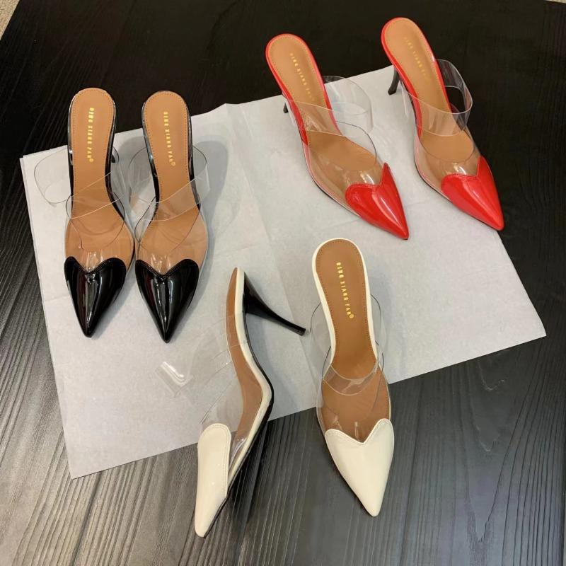 Pantofi stiletto din piele lăcuită PVC, sandale cu barete, vârf ascuțit, detaliu inimă pe degete, papuci cu toc înalt, pantofi de nuntă pentru femei
