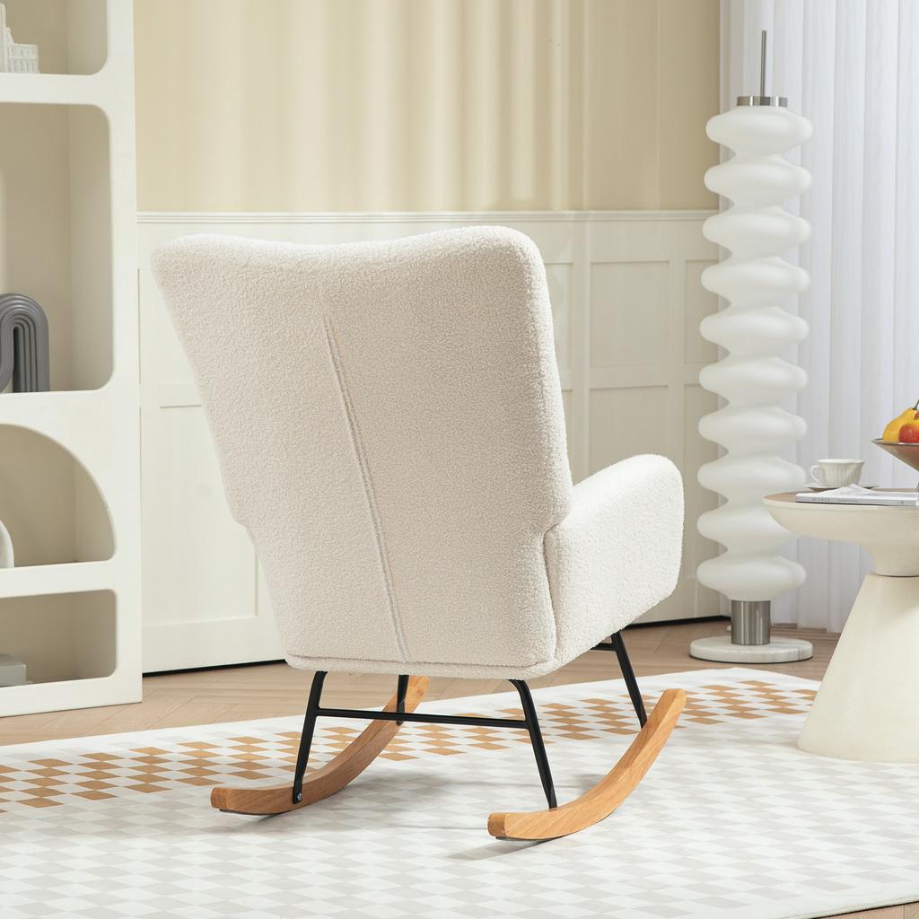 Rocking Chair, Cozy Cover, Thick Padding, Cream White